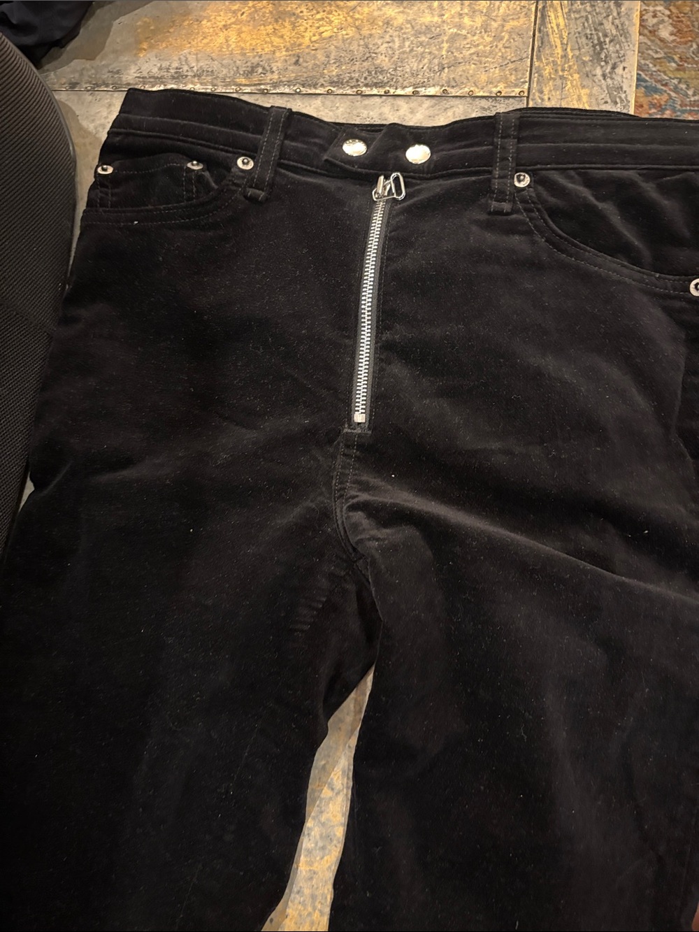 rag & bone black velvet pants